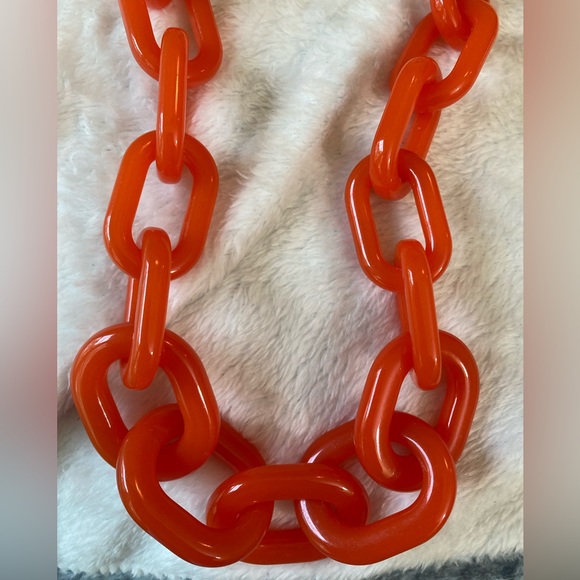 J. Crew Jewelry - Vintage J. Crew Bold Orange Plastic Link Necklace with Fabric Tie